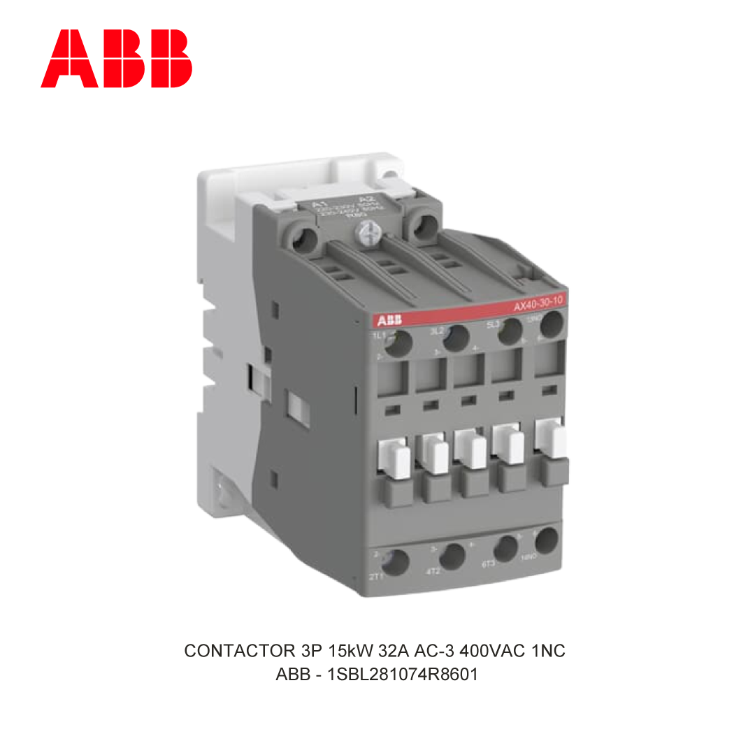 CONTACTOR 3P 15kW 32A AC-3 400-415V COIL 400VAC 1NC