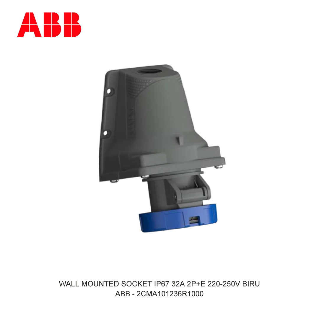 WALL MOUNTED SOCKET IP67 32A 2P+E 220-250V BLUE