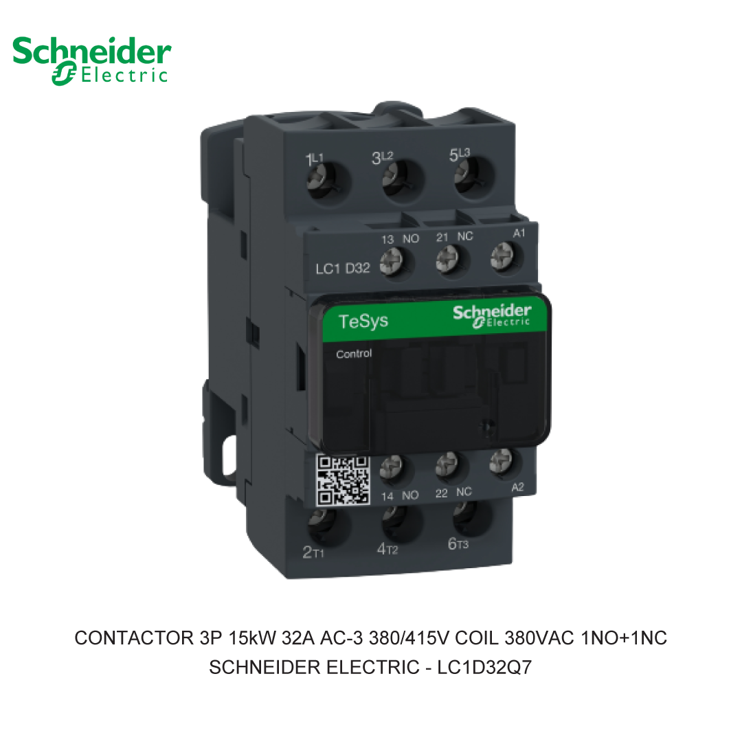 CONTACTOR 3P 15kW 32A AC-3 380/415V COIL 380VAC 1NO+1NC