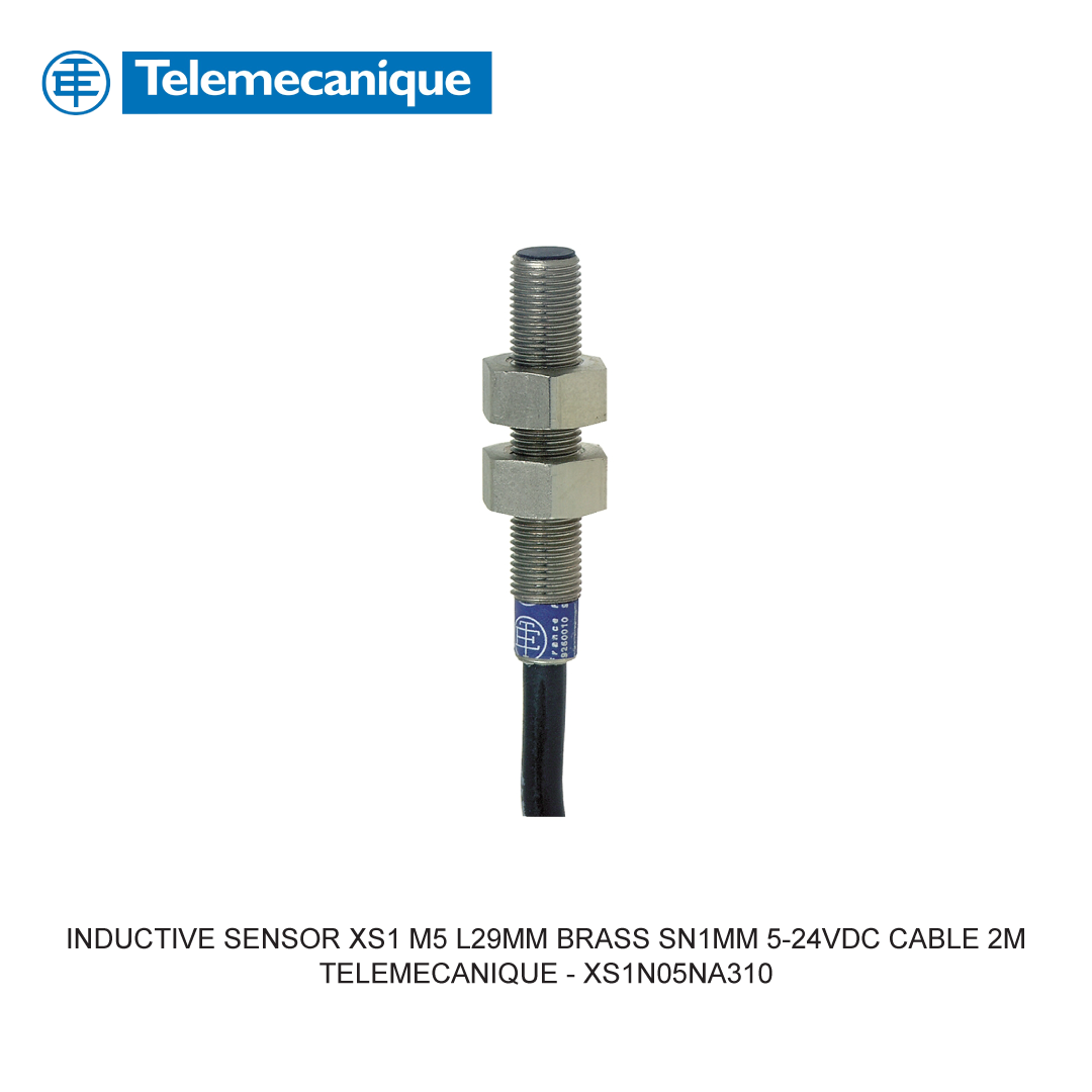 INDUCTIVE SENSOR XS1 M5 L29MM BRASS SN1MM 5-24VDC CABLE 2M