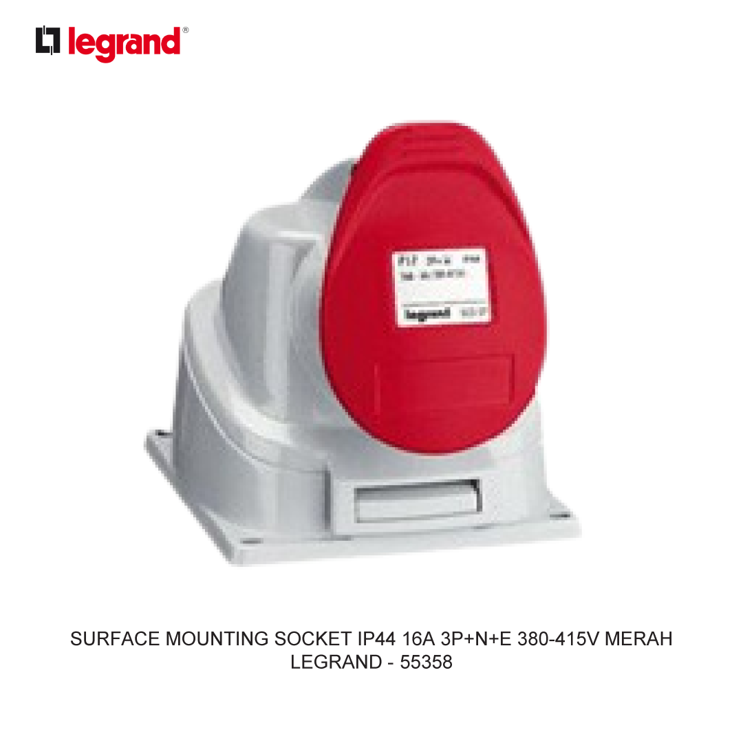 SURFACE MOUNTING SOCKET IP44 16A 3P+N+E 380-415V RED
