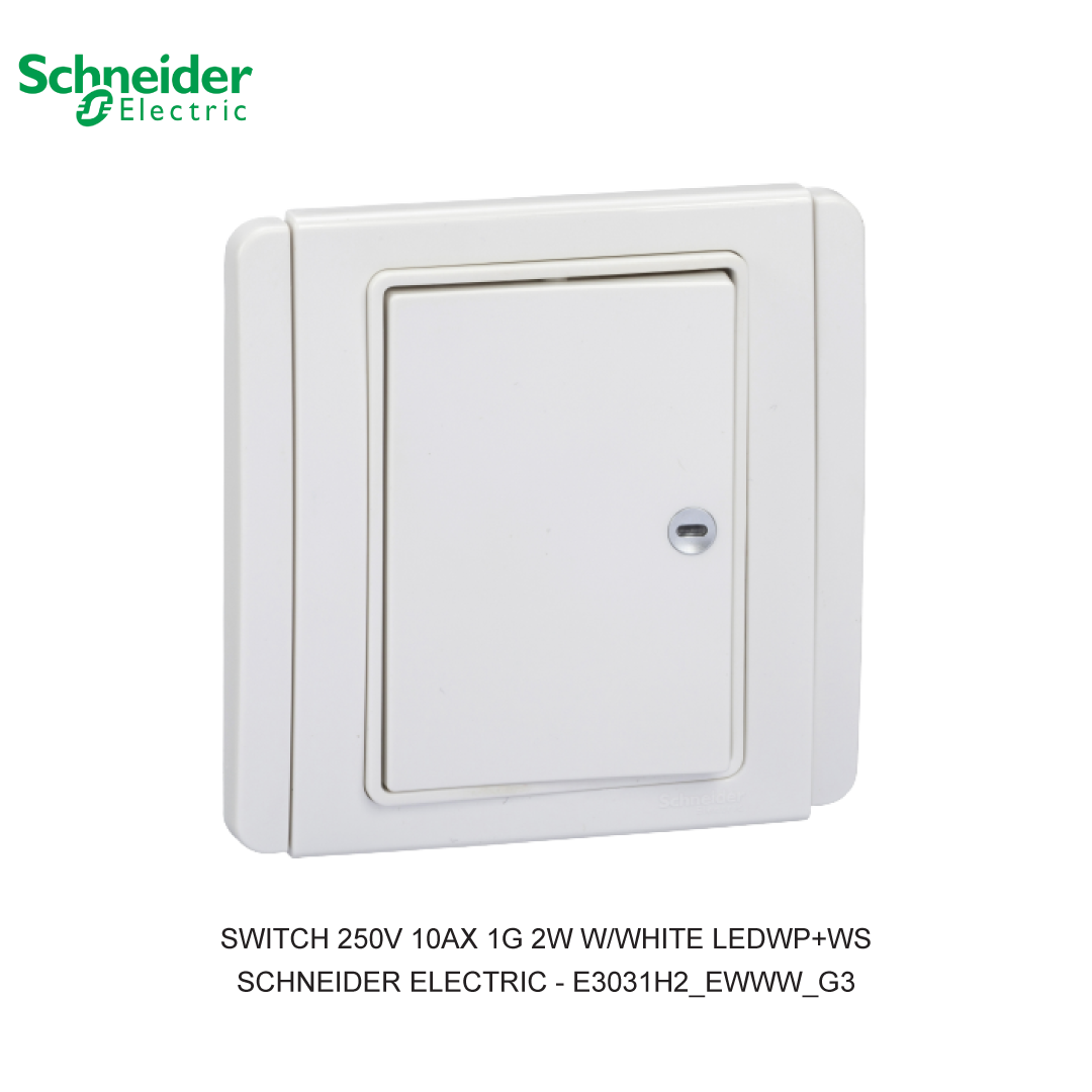 SWITCH 250V 10AX 1G 2W W/WHITE LEDWP+WS