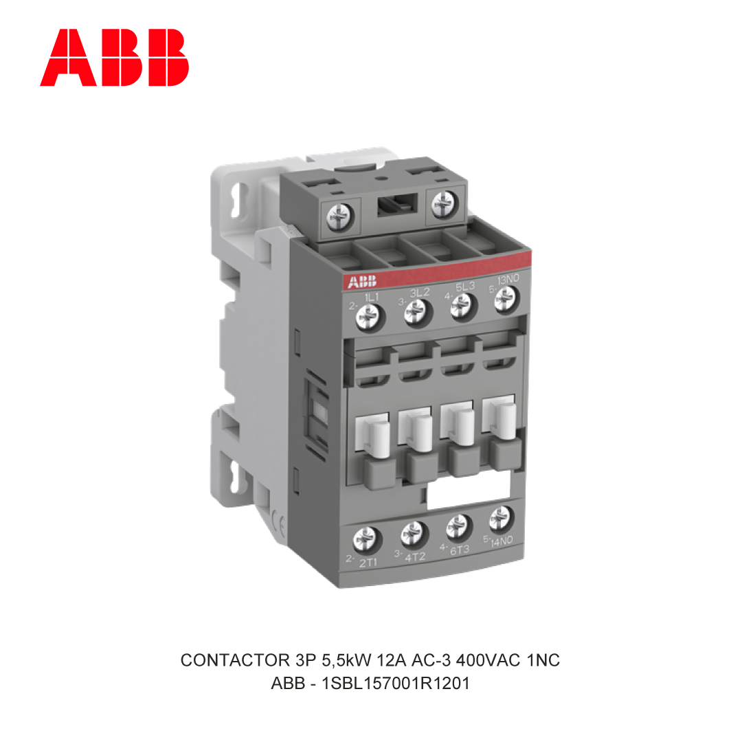 CONTACTOR 3P 5.5kW 12A AC-3 48-130V AC/DC 400V COIL 1NC