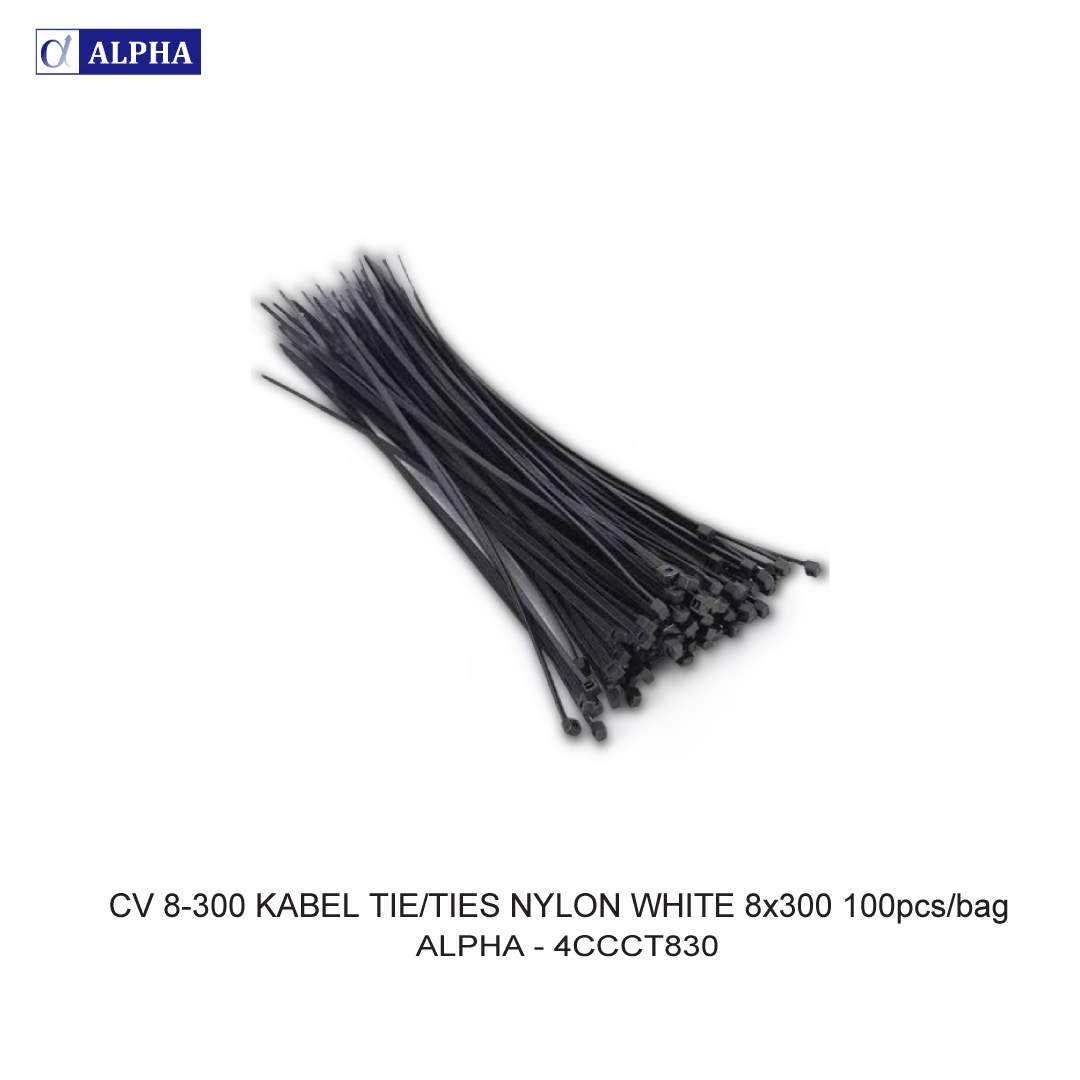 CV 8-300 CABLE TIE/TIES NYLON WHITE 8x300 100pcs/bag