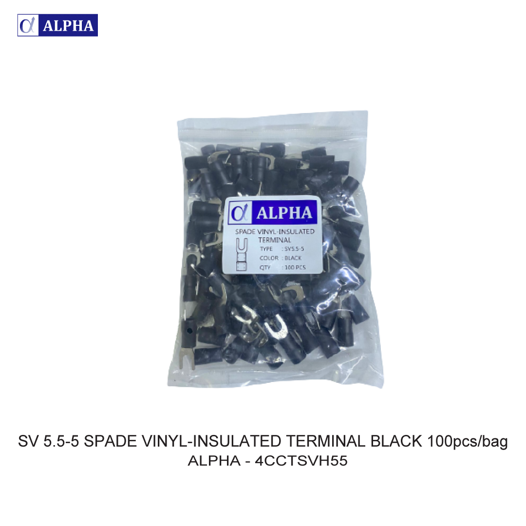 SV 5.5-5 SPADE VINYL-INSULATED TERMINAL BLACK 100pcs/bag