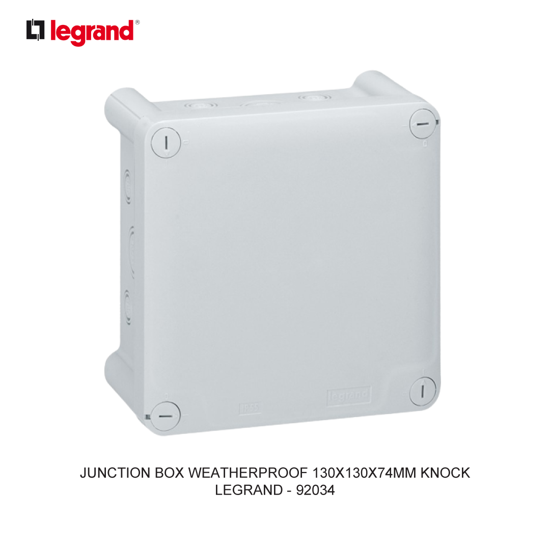 JUNCTION BOX WEATHERPROOF 130X130X74MM KNOCK