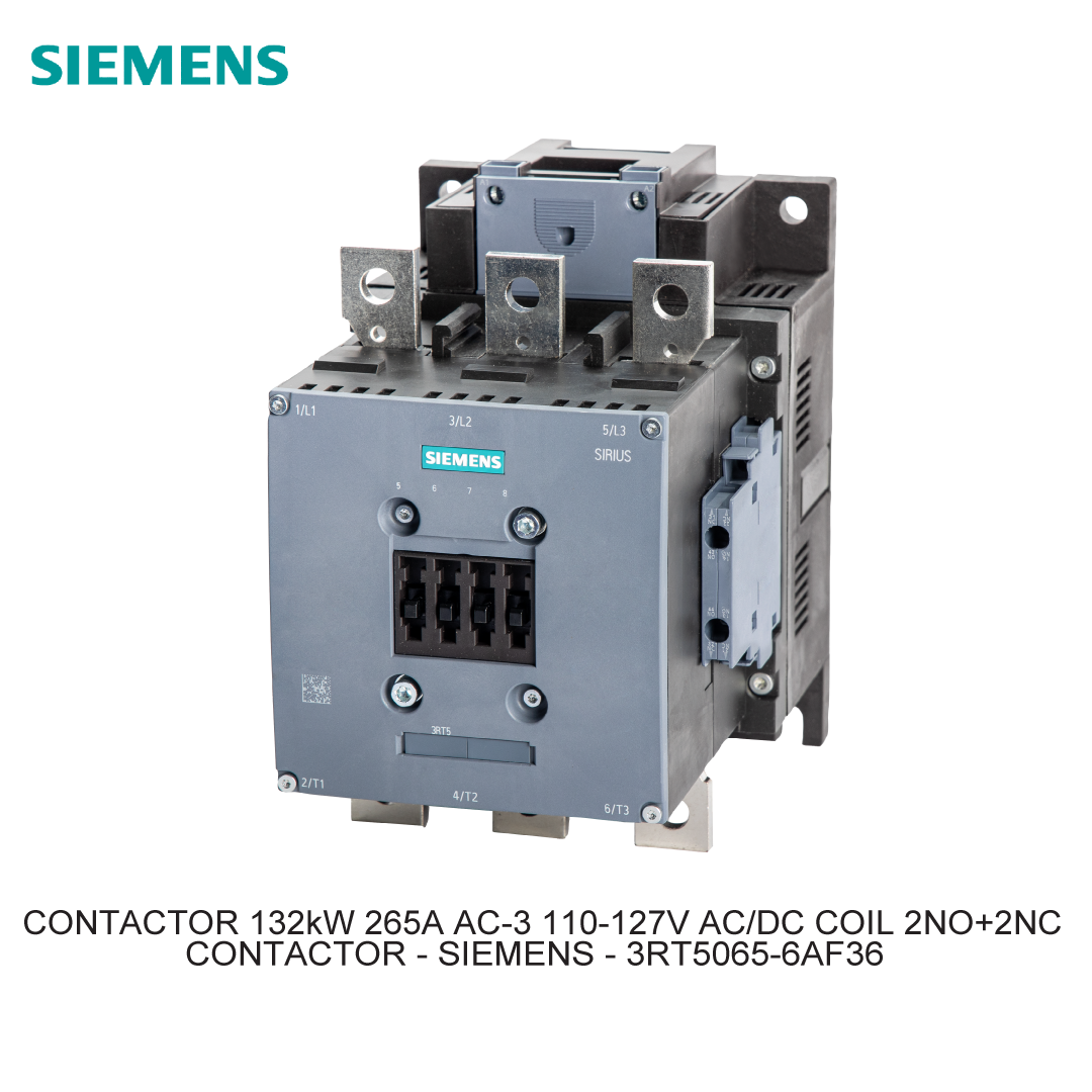 CONTACTOR 132kW 265A AC-3 110-127V AC/DC COIL 2NO+2NC